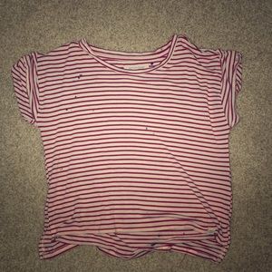 A red and white striped crop tops, with black dots
